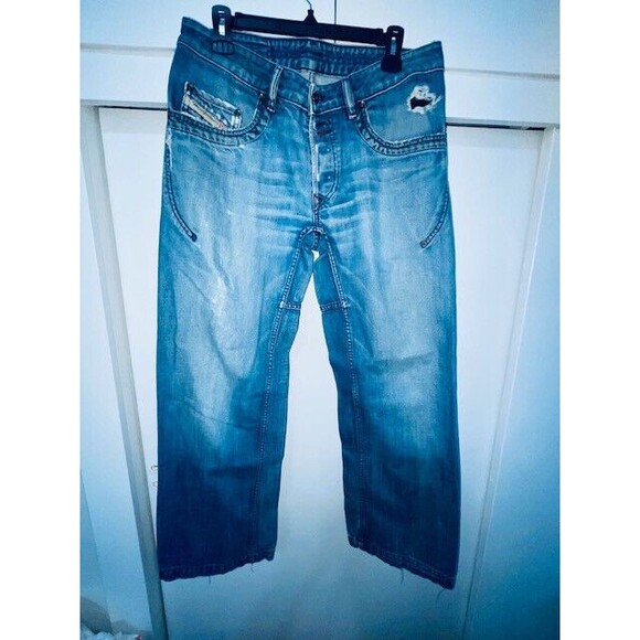 Vintage Diesel Jeans Mens 32x30 Blue Denim Straight Leg Y2K Rumbum Distressed - Picture 2 of 16
